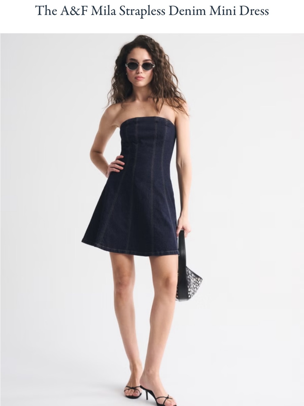 Abercrombie & Fitch Navy Strapless Denim Mini Dress